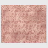 Rozen Bloemen Roos Goud Roze Prinses Glitter Cadeaupapier (Vlak)