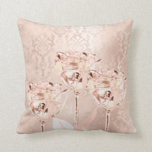 Rozen Bloemen Roze Blush Powder Lux Metal Damask Kussen