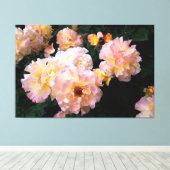 Rozen bloemen, roze gele rozen canvas afdruk (Insitu (Houten vloer))