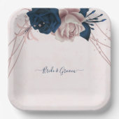 rozen bloemen roze papieren bordje (Voorkant)