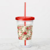 Rozen Bloemen Roze Rode Natuur Cup Kleuren Acryl Drinkbeker (Voorkant)