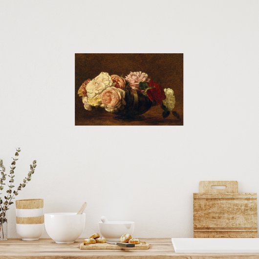 Rozen bloemen stilleven schilderen poster (Keuken)