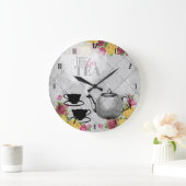 rozen bloemen theekeuken gepersonaliseerde keuken grote klok (Huis)