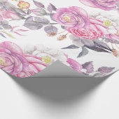 Rozen bloemen van het donkergrijze elegant land cadeaupapier (Hoek)