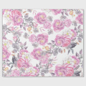 Rozen bloemen van het donkergrijze elegant land cadeaupapier (Vlak)