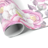 Rozen bloemen van het donkergrijze elegant land cadeaupapier (Rol Hoek)