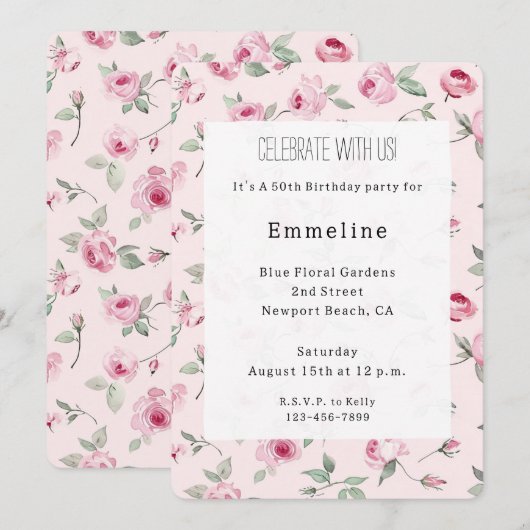  Rozen Bloemen Verjaardag Kaart (Voorkant / Achterkant)