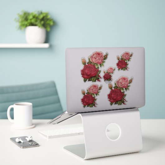  Rozen Bloemen Vinyl Contour Stickers (Laptop op bureau)