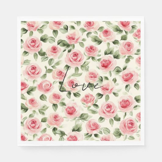  Rozen Bloemen Vrijgezellenfeest Servet (Voorkant)