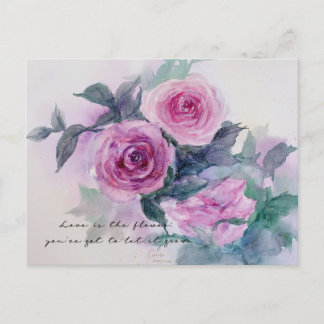 Rozen Bloemen Waterverf Art Briefkaart