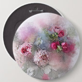 Rozen bloemen Waterverf Kunst elegante Sjabloon Ronde Button 6,0 Cm (Voorkant /achterkant)