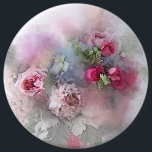 Rozen bloemen Waterverf Kunst elegante Sjabloon Ronde Button 6,0 Cm<br><div class="desc">Rozen Flowers Waterverf Art Elegant Moderne Floral Sjabloon Round Button.</div>