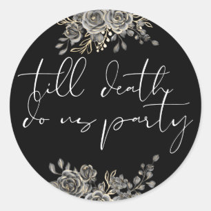 Rozen Bloemen Zwart-wit Gotische Huwelijksgunst Ronde Sticker