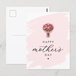 Rozen Bloemenboeket Happy Moederdag Elegant Briefkaart