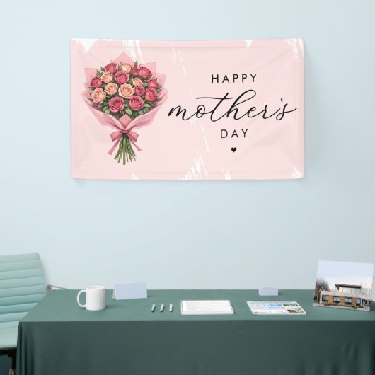 Rozen Bloemenboeket Happy Moederdag Elegant Spandoek (Beurs)