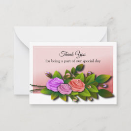 Rozen bloemenboeket tak bruiloft dank u kaart notitiekaartje