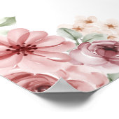 Rozen Bloemenhart Script Bruiloft Welkomstbord Poster (Hoek)