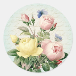 Rozen  bloemenmeisjesachtige en vrouwelijke sticke ronde sticker