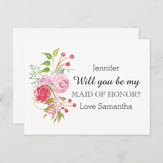 Rozen bloemenmix | bruidsmeisje uitnodiging briefkaart (Voorkant / Achterkant)