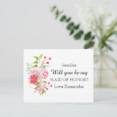 Rozen bloemenmix | bruidsmeisje uitnodiging briefkaart (Staand voorkant)