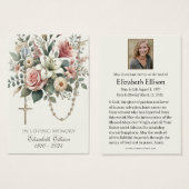 Rozen Bloemenrozenkrans begrafenisgebed Visitekaartje (Voorkant /achterkant)