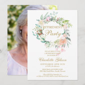 Rozen Bloemenslingers Foto voor Pensioenfeestje Kaart (Voorkant / Achterkant)