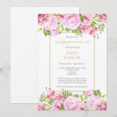 Rozen Bloemenviering van het leven Begrafenis Kaart (Voorkant / Achterkant)