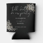 Rozen bloemenzwart-wit gotische bruiloft blikjeskoeler (Voorkant)