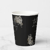 Rozen bloemenzwart-wit gotische bruiloft papieren bekers (Rechts)