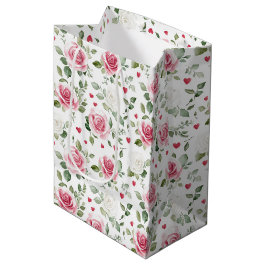 Rozen Bloemhartige Bruiloftsdouche Medium Cadeauzakje
