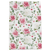 Rozen Bloemhartige Bruiloftsdouche Medium Cadeauzakje (Voorkant)