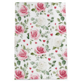 Rozen Bloemhartige Bruiloftsdouche Medium Cadeauzakje (Achterkant)