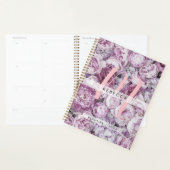 Rozen Bloemig Meisjesachtig Roze Schrift Monogram  Planner (Display)