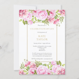 Rozen Bloemige Viering van het Leven Funeral Kaart