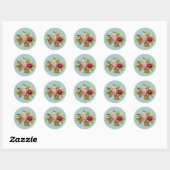  Rozen bloemmand Ronde Sticker (Vel)
