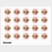  Rozen bloemmand Ronde Sticker (Vel)