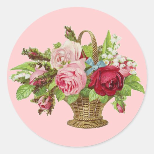  Rozen bloemmand Ronde Sticker (Voorkant)