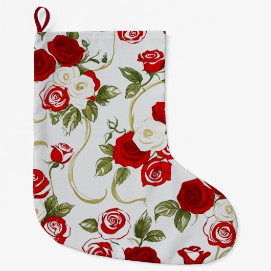 Rozen bloempatroon grote kerstsok (Voorkant)