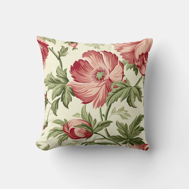Rozen bloempatroon kussen (Voorkant)