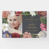 Rozen Bloemrijke Rouwherdenkingsfoto Service Banne Spandoek (Horizontaal)