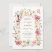 Rozen bloemstuk pastel waterverf bruiloft kaart (Voorkant)