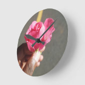 Rozen Bloemwandklok Ronde Klok (Hoek)