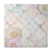 Rozen bloesems op  retro Antiek kant Tegeltje (Voorkant)