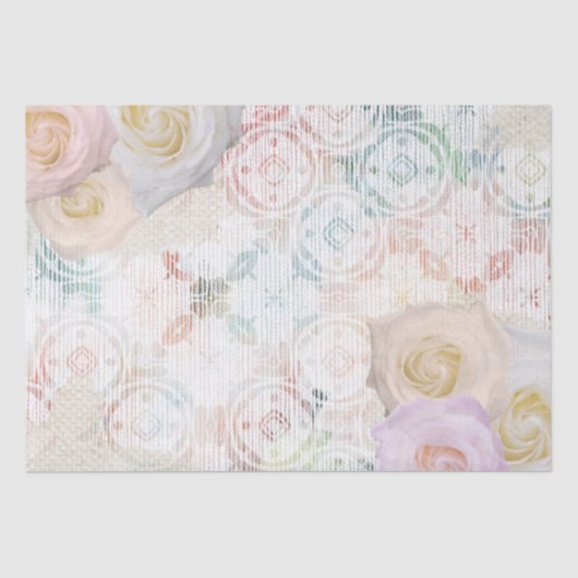 Rozen bloesems op  retro Antiek kant Tissuepapier (Voorkant)