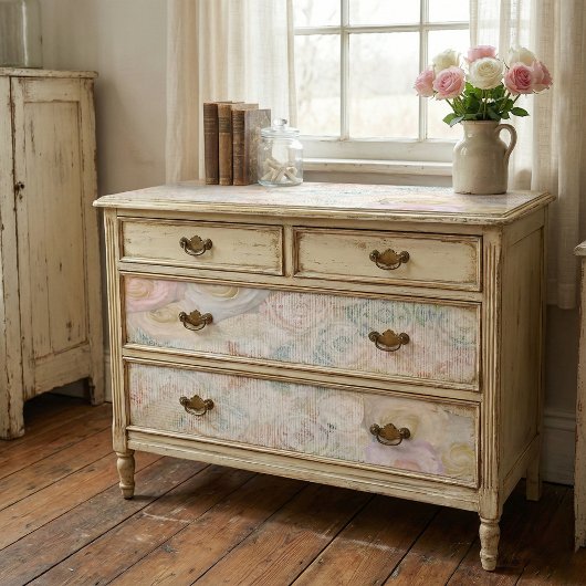 Rozen bloesems op  retro Antiek kant Tissuepapier