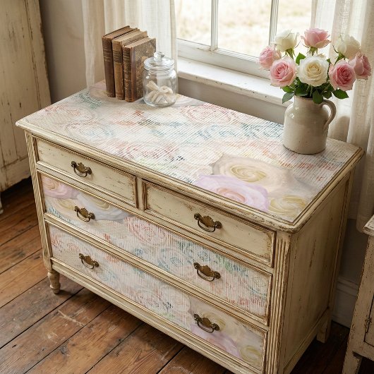 Rozen bloesems op retro Antiek kant Tissuepapier