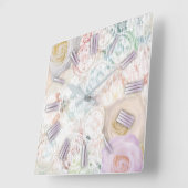 Rozen bloesems op  retro Antiek kant Vierkante Klok (Hoek)