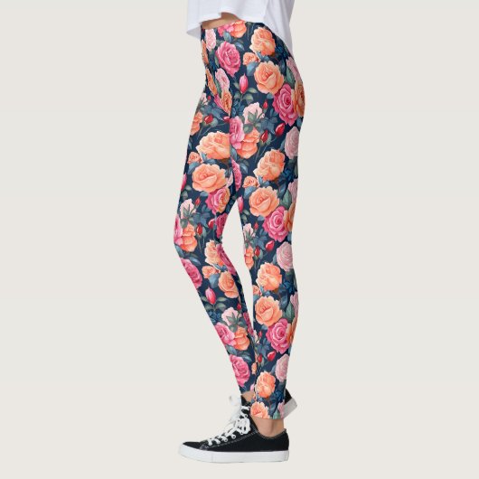 Rozen Blooming Flowers Pattern Leggings (Links)