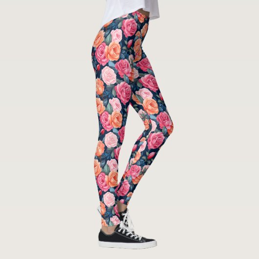 Rozen Blooming Flowers Pattern Leggings (Rechts)