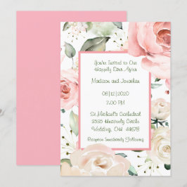 Rozen Blozen Waterverf Elegante Trouwdag Kaart